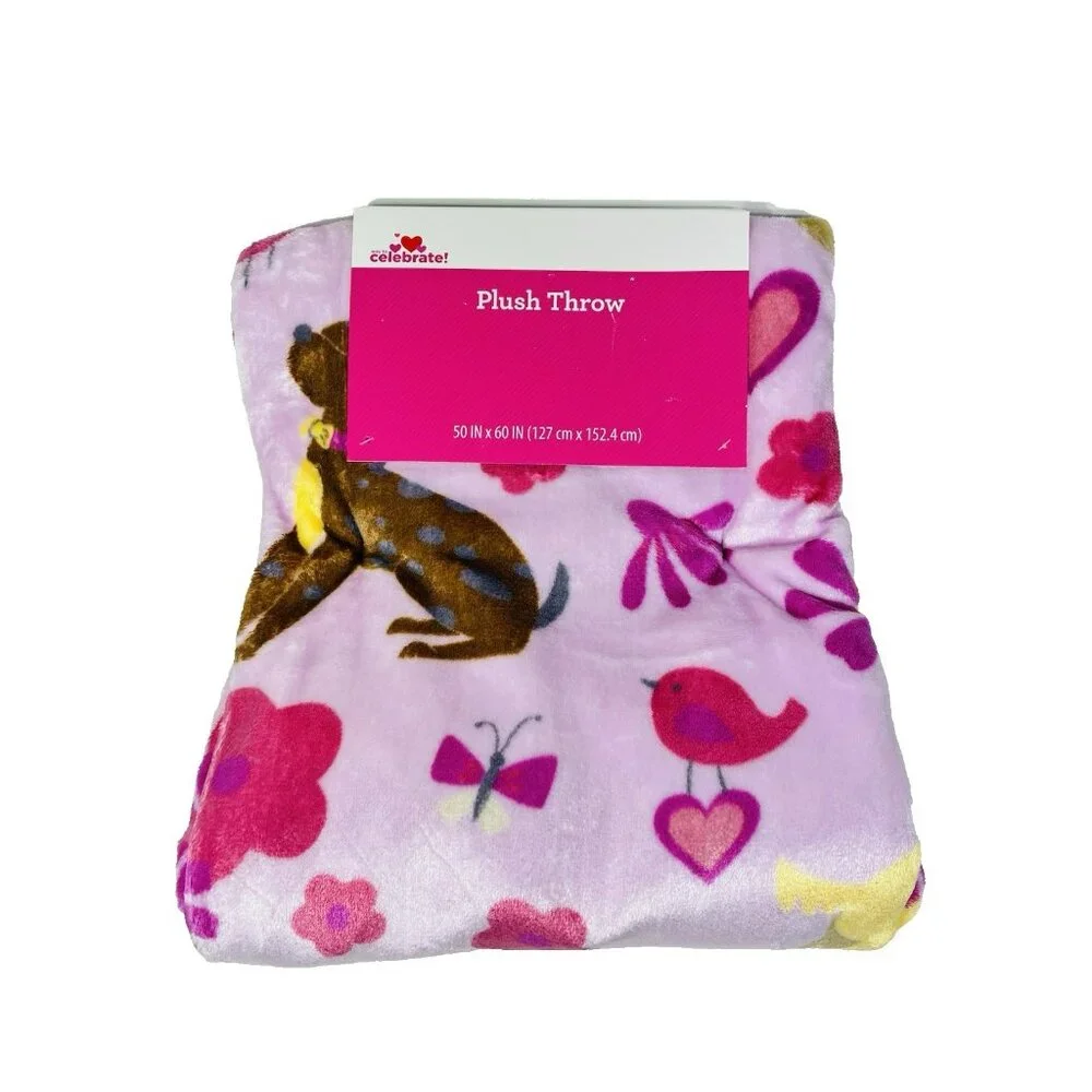Way To Celebrate Cute Puppy Dogs Velvet Plush Throw Blanket 50